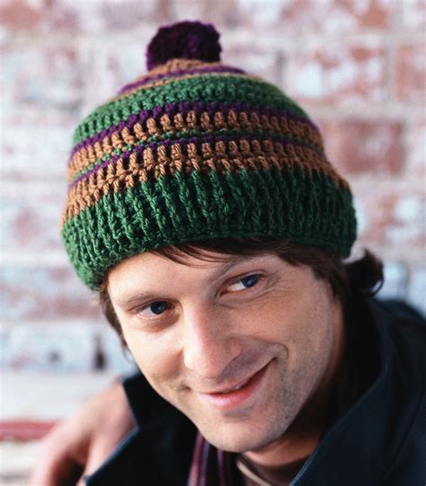 Retro Stripe Hat Crochet Pattern From Red Heart Yarn