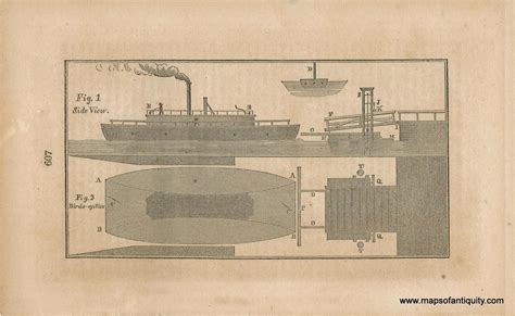 1859 Genuine Antique Print Diagram of a Steamboat, 1859 – Maps of Antiquity