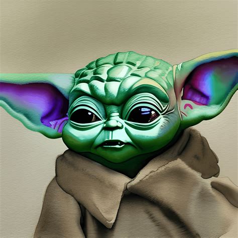 Baby Yoda Watercolor Line Drawing · Creative Fabrica