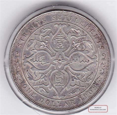 1908 Straits Settlements Silver Dollar Edward Vii