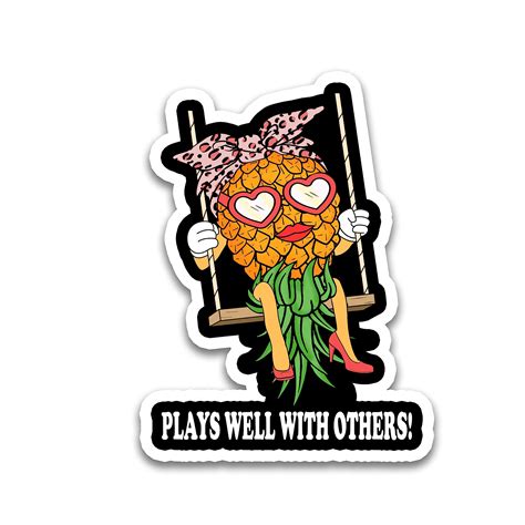 STICKYAME Plays Well With Others Stickers Swinger Style Pineapple