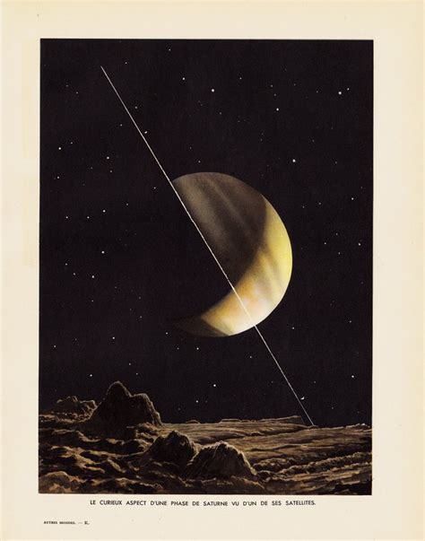 1930 SATURN Original Antique Astronomy Print Saturn Seen From One Of