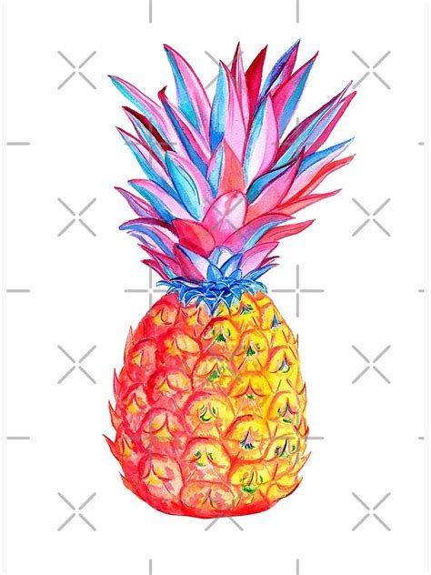 Colorful Rainbow Watercolor Pineapple Art Print By Happynoireart