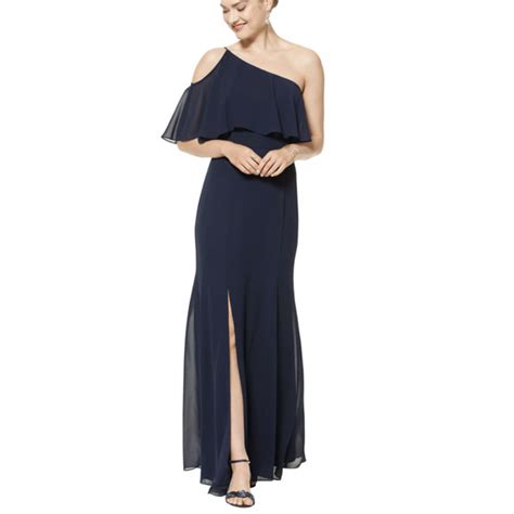 Bill Levkoff Dresses Nwt Bill Levkoff Navy Chiffon One Shoulder