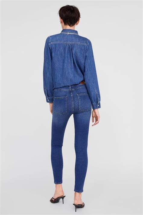 Zw Premium High Waist Skinny Jeans Air Blue From Zara On Buttons