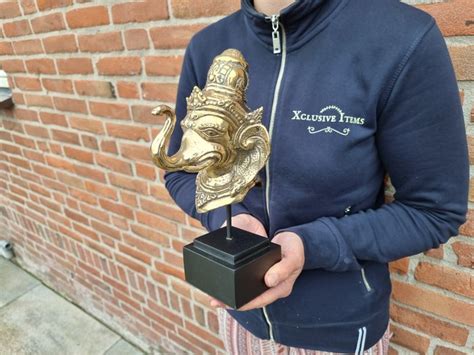 Bronzen Ganesha Beeld Voet Handgemaakt Indonesi Brons