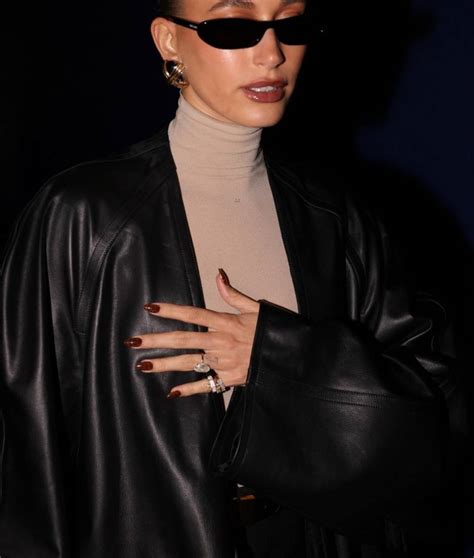 Hailey Bieber Leather Trench Coat Hailey Bieber Black Leather Coat