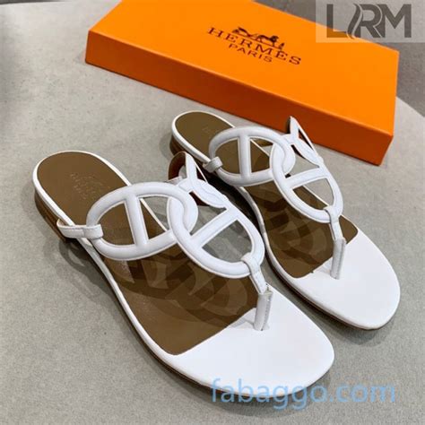 Hermes Beach Flat Sandals White 2020