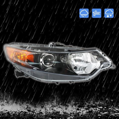 Headlight Xenon HID W O Ballast Black Housing For 2009 2014 Acura TSX