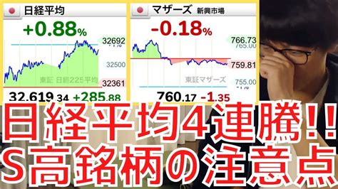 【テスタ】日経平均4連騰！ストップ高銘柄にエントリーする際の注意点とは？【株式投資／切り抜き】【先物／指数／地合い／マザーズ／ipo／決算