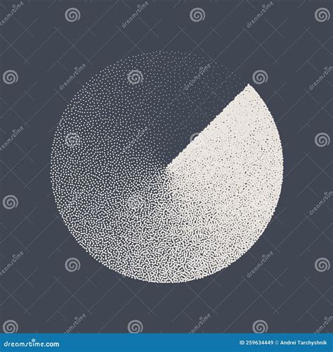 Round Shaped Dotted Object, Stipple Elements. Fading Gradient