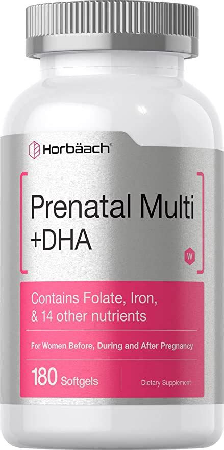 Horbaach Vitaminas Prenatales Con Dha Y ácido Fólico 180 Cápsulas Blandas Vitaminas Sin