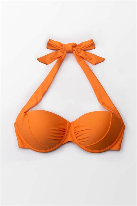 Oranges Bikini Oberteil Mit Breiten Tr Gern Und Neckholder Cupshe