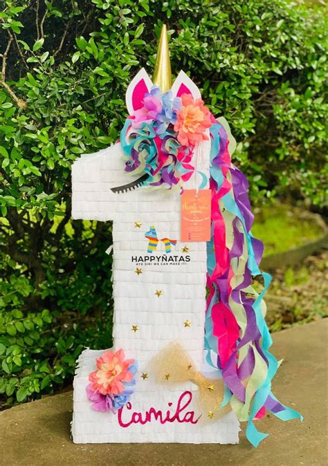 Piñata de unicornio numero uno Unicorn Theme Birthday Candles Custom