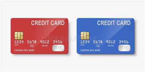 Vector 3d Realistic Red And Blue Blank Credit Card Isolated Design