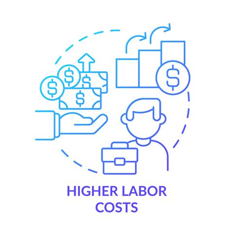 Higher labor costs blue gradient concept icon. Wage rates and worker