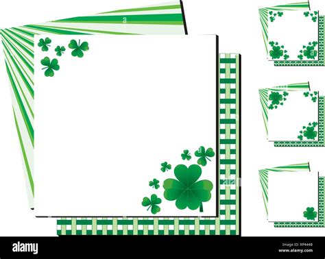 Set Of Background With Clovers For St Patrick`s Day With One Happy