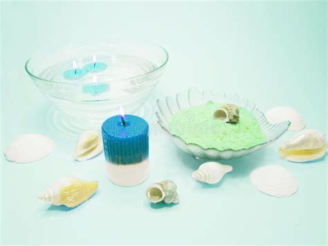 Spa Candles Sea Shells And Salt Picture Image 14005075