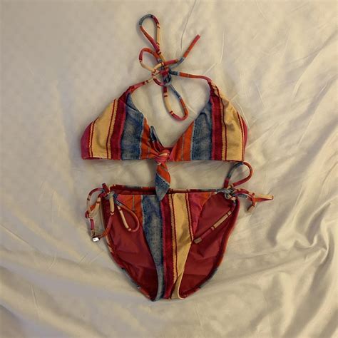 Colorful Bikini Worn Once Super Cute Everything Depop