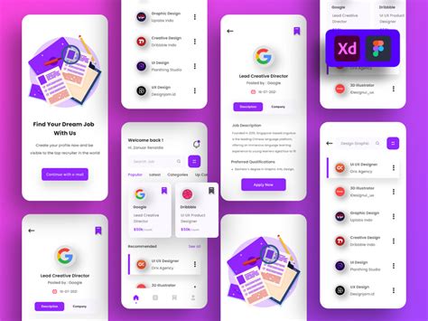 Job Finder App UI Kits By Infinity Labs EpicPxls