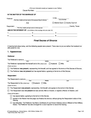 Divorce In Texas Form Fill Out And Sign Printable Pdf