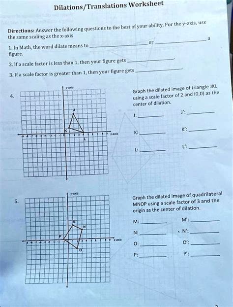 SOLVED Dilations Translations Worksheet 1 In Math The Word