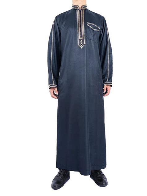 Mioliknya Arabic Mens Robe Muslim Thobe For Men Long Sleeve Kaftan