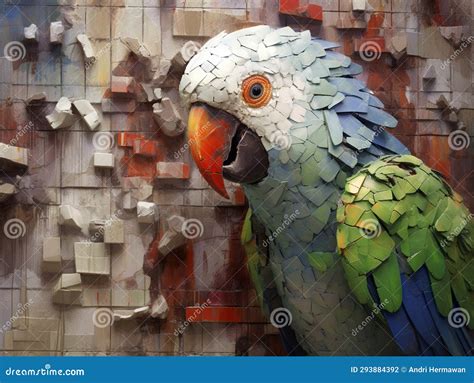 Crack Art Of Parrot In The Wall Stock Illustration Illustration Of