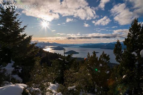 Postcard Of Winter In Bariloche Sunset On A Winter Afternoon Over Lake