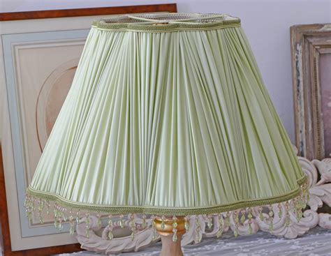 Abat Jour Pliss Godron En Soie Vert Tendre Lampshade Custom Made