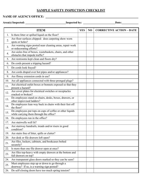 Office Safety Checklist Template – Tasbih.armstrongdavis.com