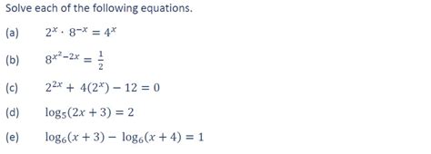 Solved Solve each of the following equations. (a) 2x. 8-* = | Chegg.com 