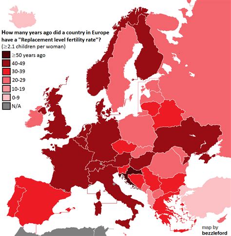 How Many Years Ago Did A Country In Europe Have A Replacement Level Fertility Rate [oc] [956 X