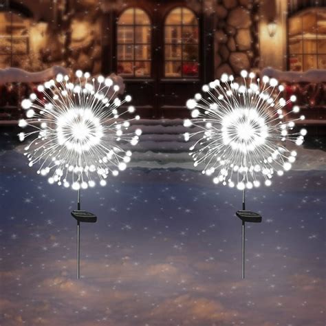 Solarera 2 Pcs Solar Outdoor Firework Light 120 Led Cold White Color