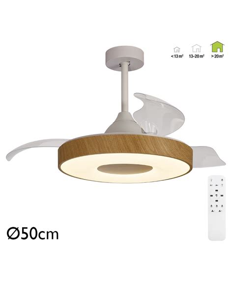 Ventilador De Techo Blanco Y Madera W Cm Plaf N Led W Control