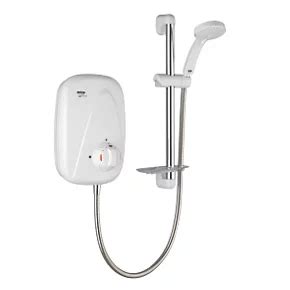 Mira Go Rear-Fed White / Chrome Power Shower | Showers | Screwfix.ie