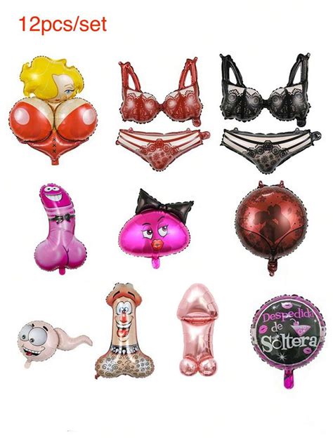 12pcs Set Penis Shape Foil Balloon Bachelorette Sexy Party Decoration