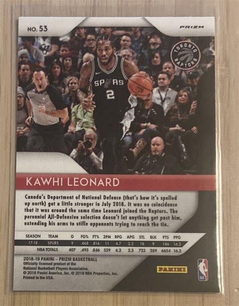 2018 19 Panini Prizm Silver Prizm Kawhi Leonard 53 EBay