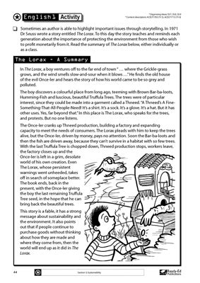 The Lorax Activity Sheet Ready Ed Worksheets Library