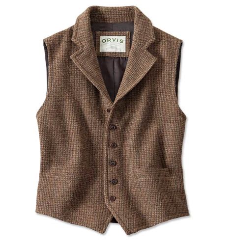 Lightweight Highland Tweed Casual Vest Dark Brown Tweed Vest Vest