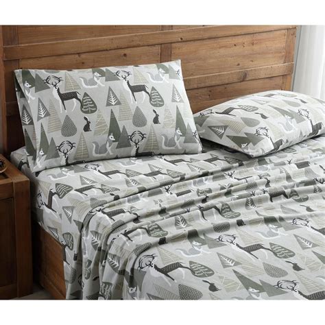 Morgan Home Geraldine 100 Cotton Greenbrown Flannel Queen Sheet Set