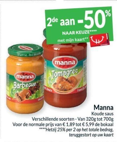 Manna koude saus 320 g tot 700 g promotie bij Intermarché