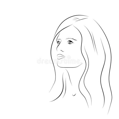 Abstract Woman Face Woman In Shawl Continuous Line Drawing Vector