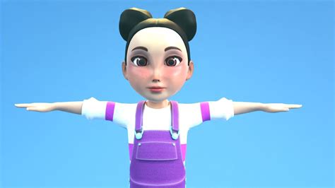 3d Model Cartoon Asian Girl Vr Ar Low Poly Cgtrader