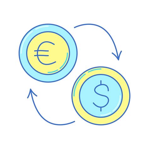 Currency Exchange Doodle style, euro to dollar conversion arrows