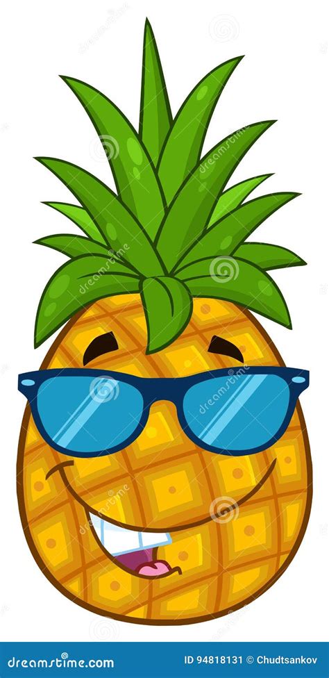 Pineapple Fruit With Green Leafs And Sunglasses Stock Vector Illustration Of Fruity Eyes