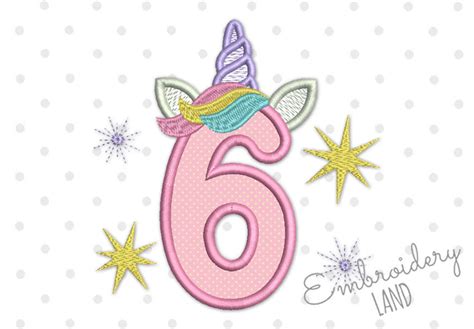 Unicorn Number Applique Embroidery Design Sizes X X Etsy