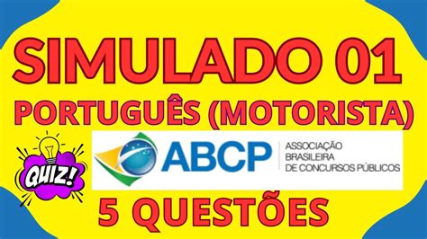 Simulado 01 Português Motorista banca ABCP Concursos simulado