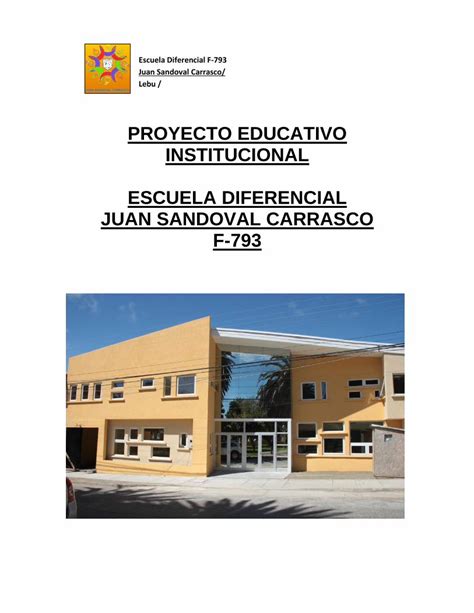 Pdf Proyecto Educativo Institucional Escuela Diferencial Juan