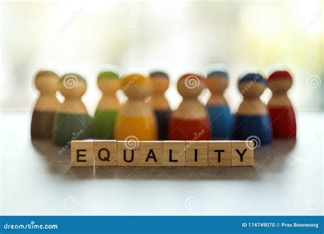 Equality Word On Wooden Blocks With Diverse People Stock Photo Image